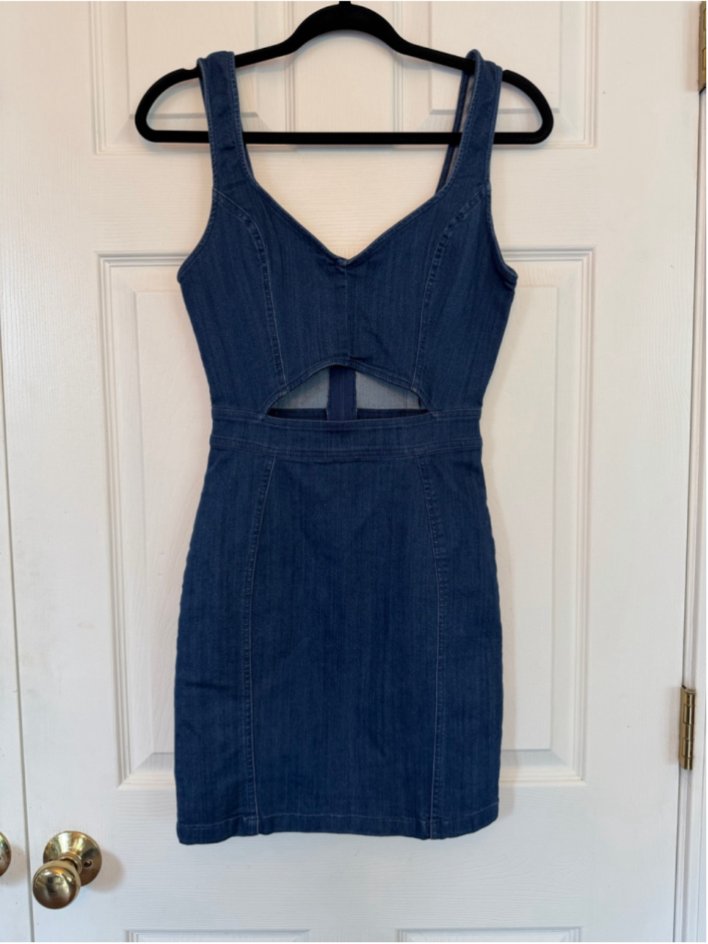 Women's IRIS Denim Mini Dress Blue Size M cutouts